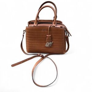 DKNY Tan Croc-Embossed Satchel